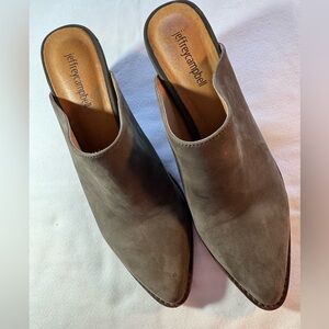 Jeffrey Campbell Favela Women's Taupe Suede Mules 3” Heels SZ 9